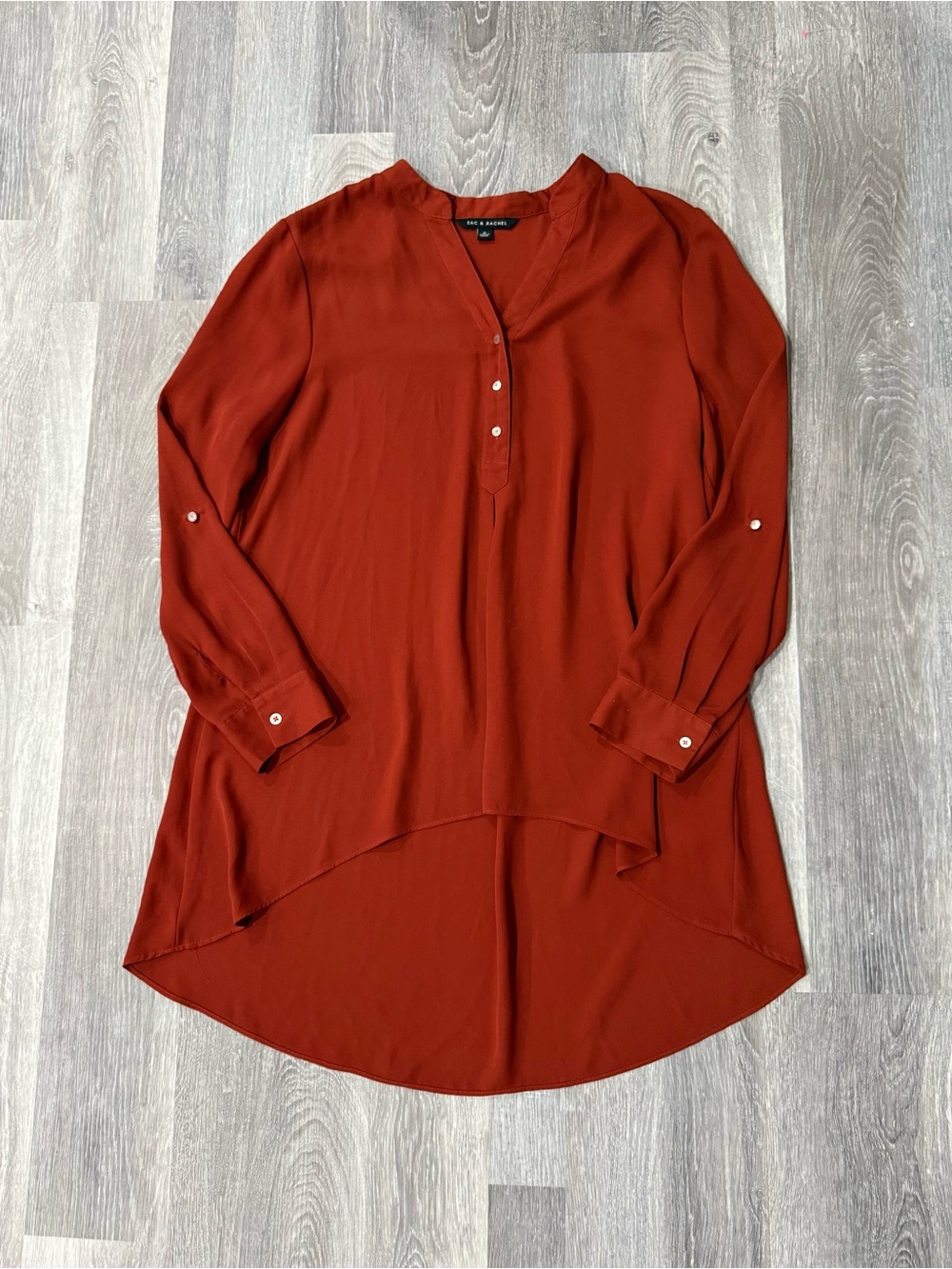 Zac & Rachel Women's Rust Colored High Low Flowy Tunic Top Size XL
